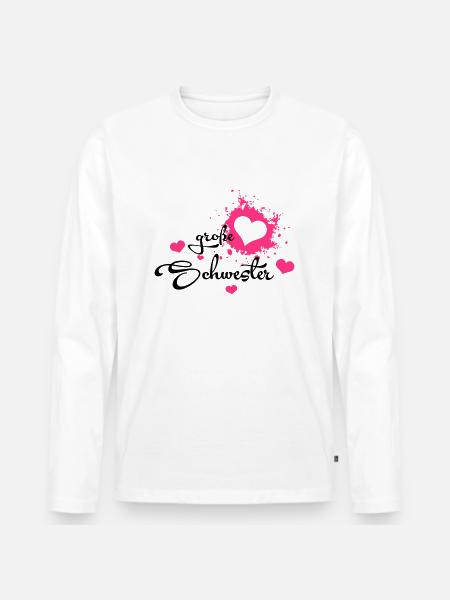 Große Schwester - Herzchen - Männer Premium Bio Langarmshirt - Weiß