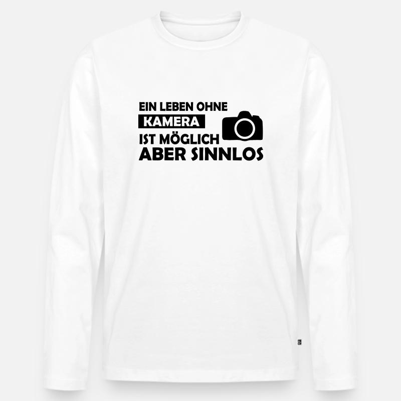 ein leben ohne kamera - Männer Premium Bio Langarmshirt - Weiß