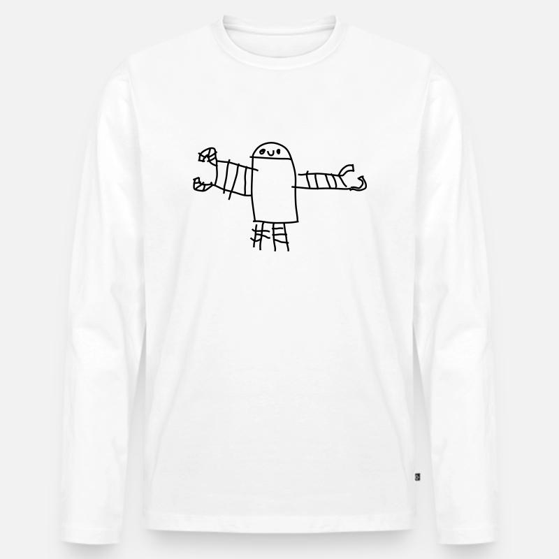 Roboter oskar - Männer Premium Bio Langarmshirt - Weiß