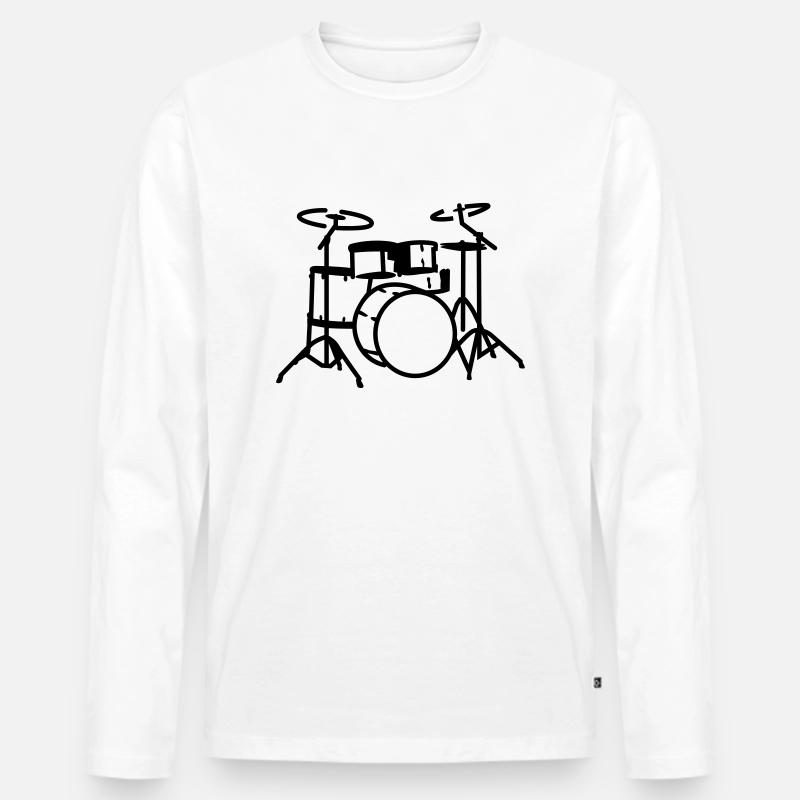 Schlagzeug - Männer Premium Bio Langarmshirt - Weiß
