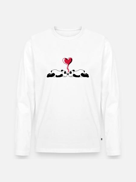 Heart 2 Pandabaers - Men's Premium Organic Long Sleeve Shirt - white
