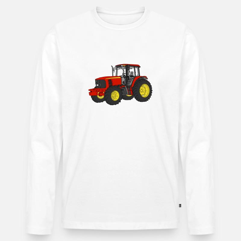 Traktor - Männer Premium Bio Langarmshirt - Weiß