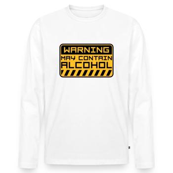 Warning May Contain Alcohol - Männer Premium Bio Langarmshirt - Weiß - Vorne - Nico (187cm)