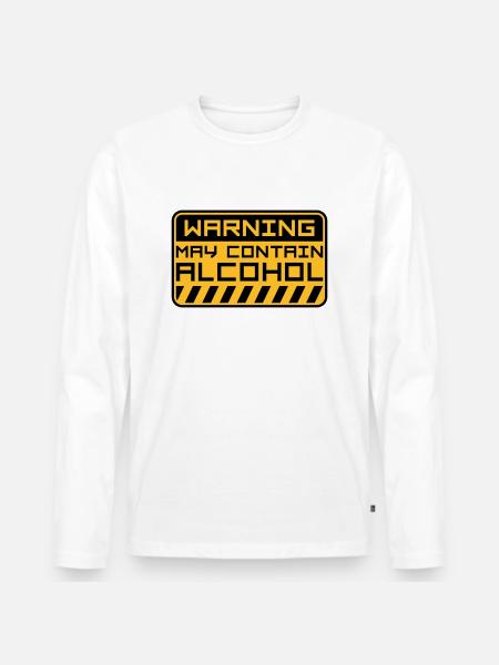 Warning May Contain Alcohol - Men's Premium Organic Long Sleeve Shirt - white