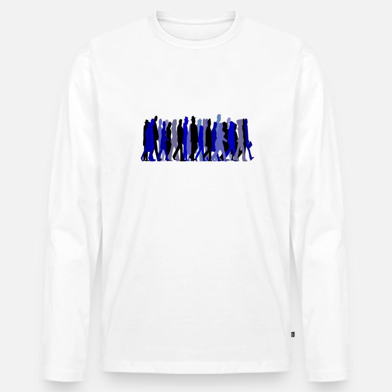 Rauschende Menschenmenge - Männer Premium Bio Langarmshirt - Weiß