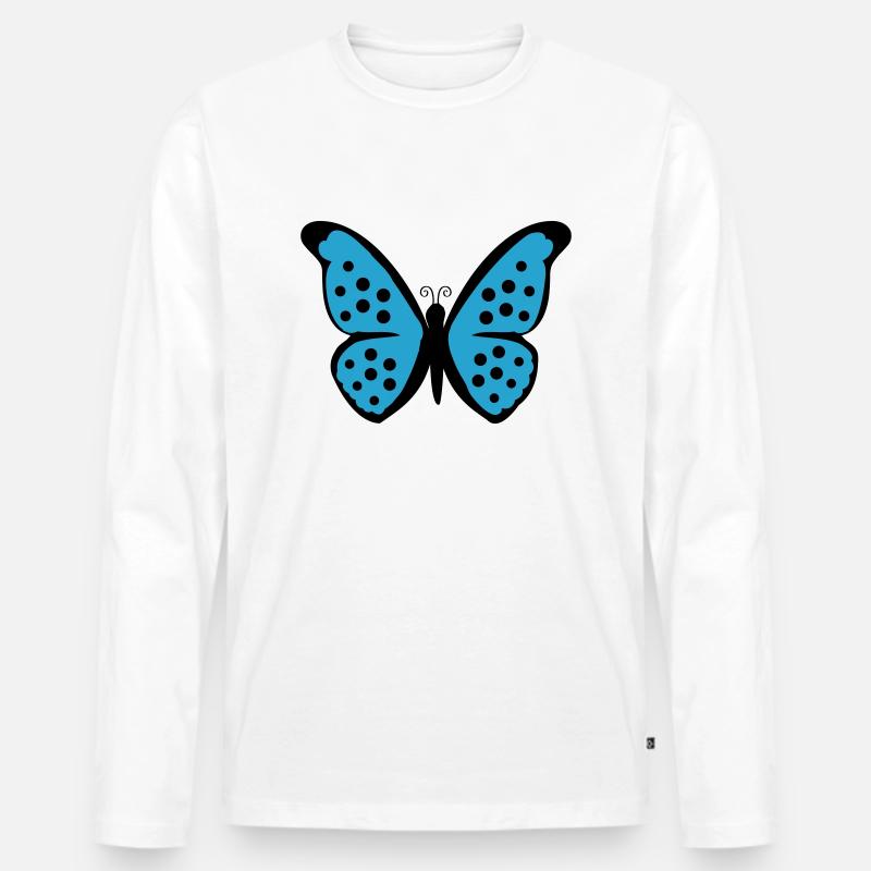 Schmetterling - Männer Premium Bio Langarmshirt - Weiß