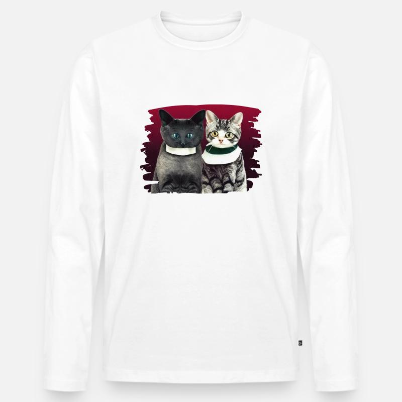 Zwei katzen - Männer Premium Bio Langarmshirt - Weiß