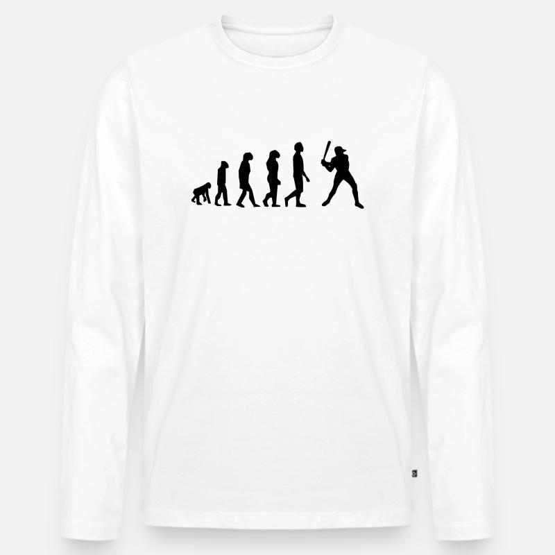 Baseball-Evolution - Männer Premium Bio Langarmshirt - Weiß