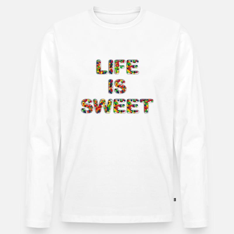 Das Leben ist süß - Männer Premium Bio Langarmshirt - Weiß