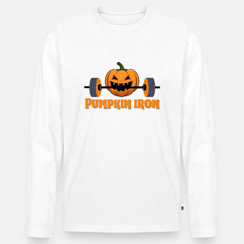 Pumpkin Iron - Männer Premium Bio Langarmshirt - Weiß