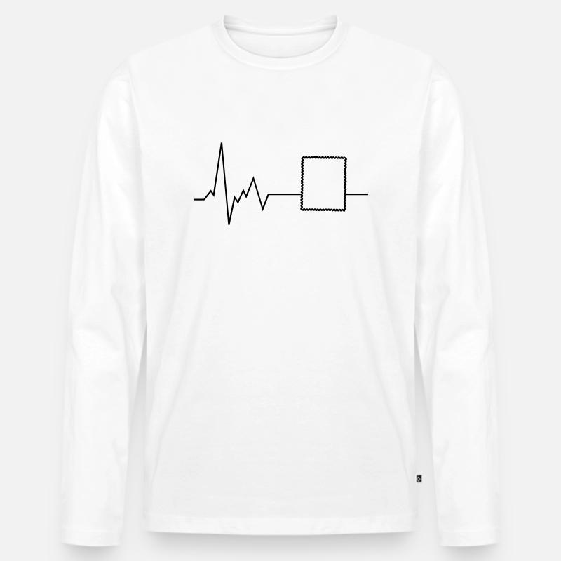 Herzschlag Briefmarke - Männer Premium Bio Langarmshirt - Weiß
