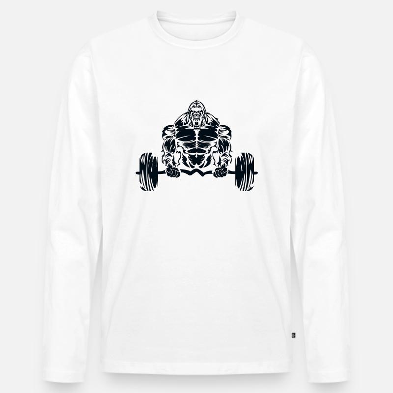 gorilla strong beast - Männer Premium Bio Langarmshirt - Weiß