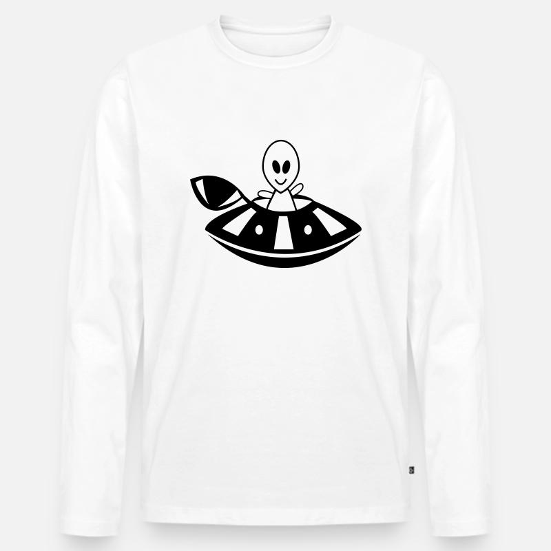 alien ufo - Männer Premium Bio Langarmshirt - Weiß
