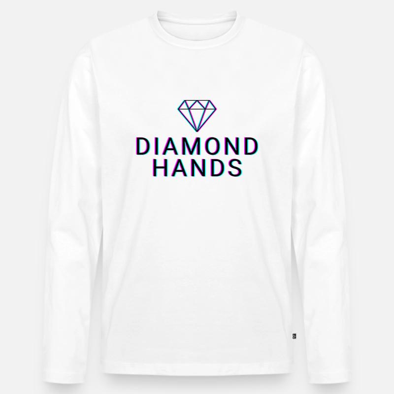 Diamond Hands - Crypto - Männer Premium Bio Langarmshirt - Weiß