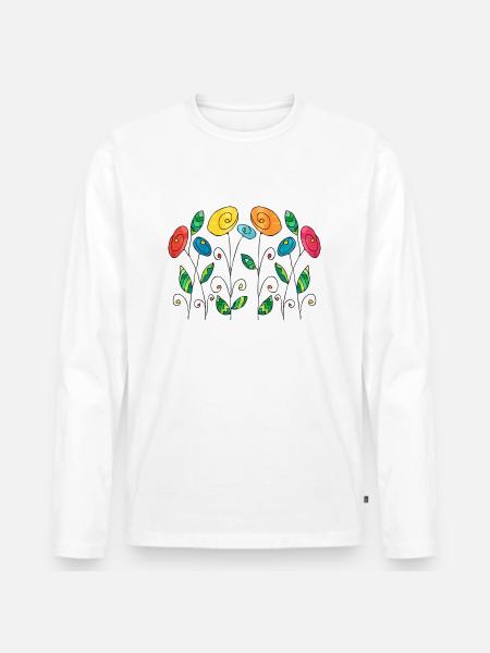 Blumen - Männer Premium Bio Langarmshirt - Weiß