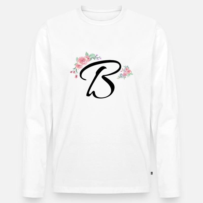 Buchstabe b Blumen - Männer Premium Bio Langarmshirt - Weiß