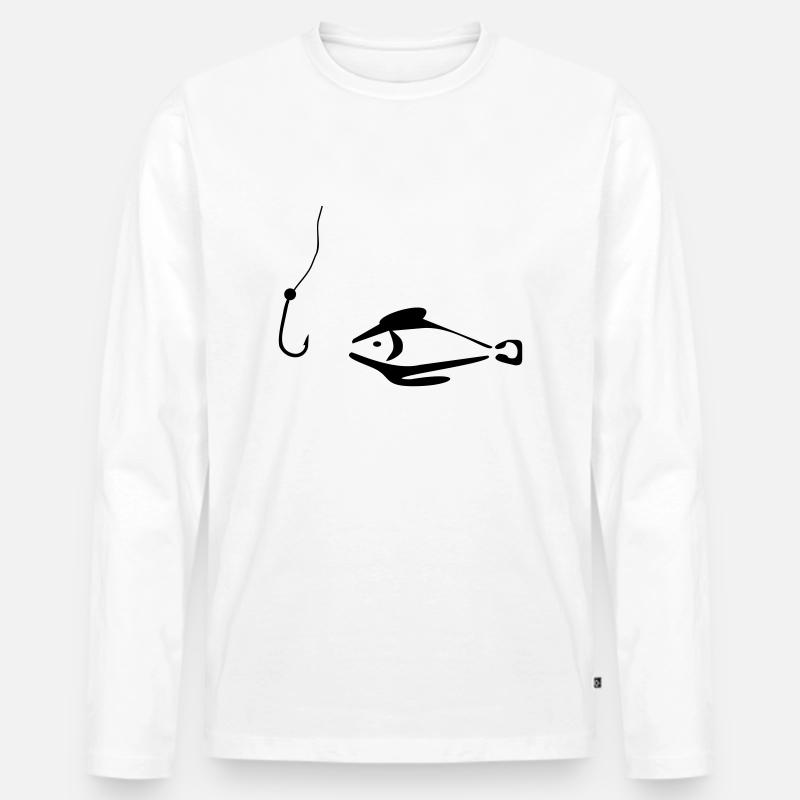 Angeln - Männer Premium Bio Langarmshirt - Weiß
