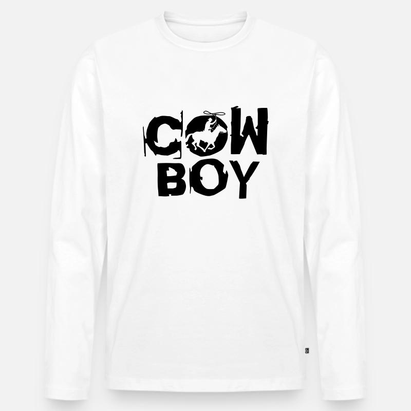 cowboy_c_1c - Männer Premium Bio Langarmshirt - Weiß