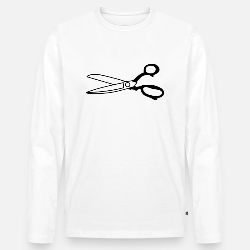 Schere - Männer Premium Bio Langarmshirt - Weiß
