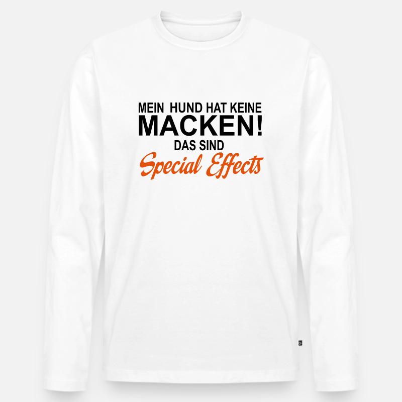 Hund - Männer Premium Bio Langarmshirt - Weiß