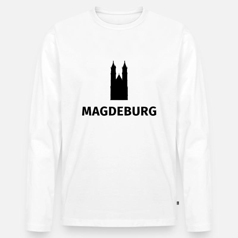 Magdeburg - Männer Premium Bio Langarmshirt - Weiß