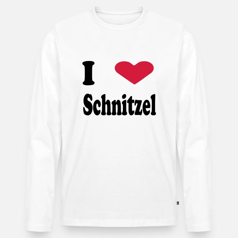 i heart schnitzel - Männer Premium Bio Langarmshirt - Weiß
