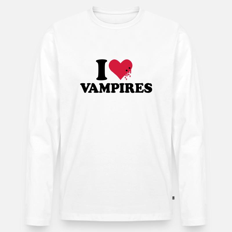 Vampire - Männer Premium Bio Langarmshirt - Weiß