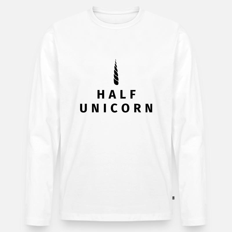 Half Unicorn - Männer Premium Bio Langarmshirt - Weiß