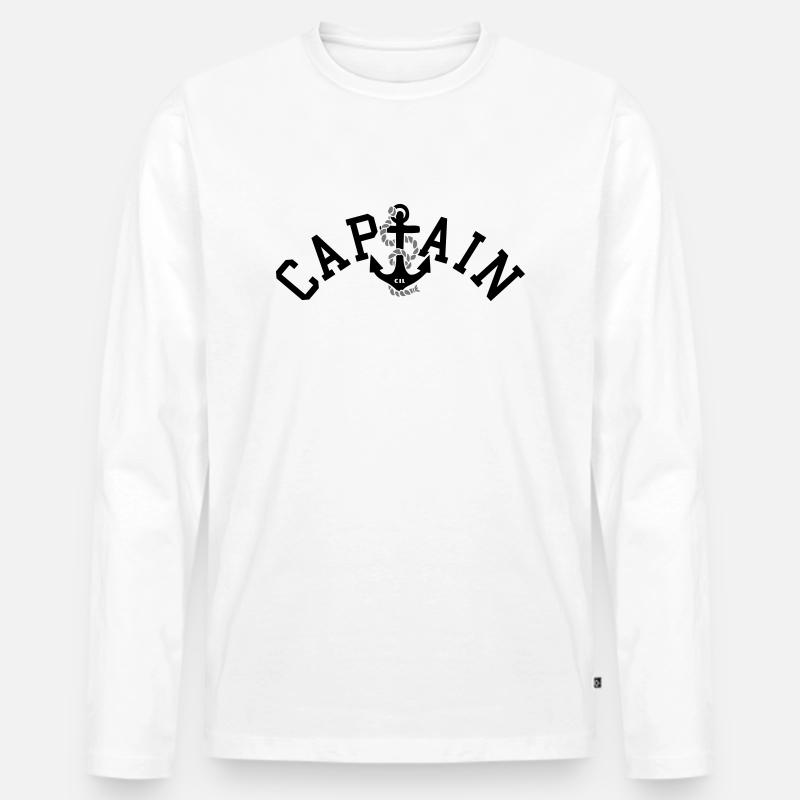 Captain Anker 2C - Männer Premium Bio Langarmshirt - Weiß