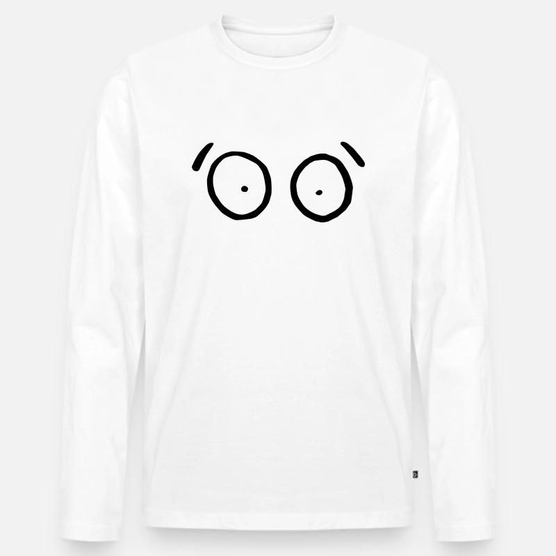 Erschrockene Augen - Männer Premium Bio Langarmshirt - Weiß