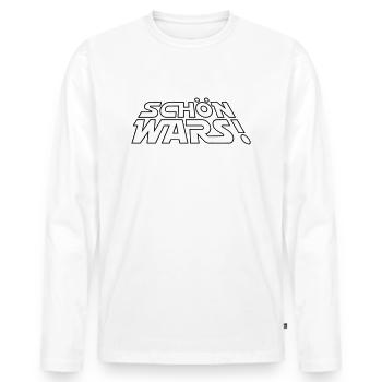 Schön wars - New Edition - Männer Premium Bio Langarmshirt - Weiß - Vorne - Nico (187cm)