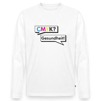 CMYK Grafiker Nerd Spruch Geschenk Shirt - Männer Premium Bio Langarmshirt - Weiß - Vorne - Nico (187cm)