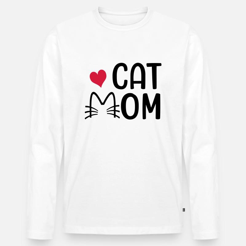Katzenmama - Männer Premium Bio Langarmshirt - Weiß