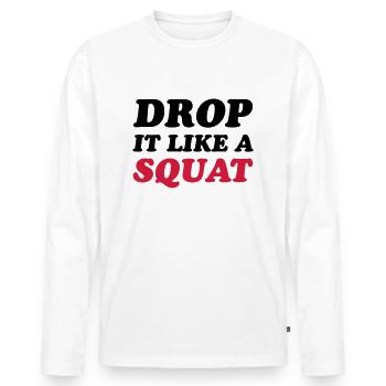 Squat - Men's Premium Organic Long Sleeve Shirt - white - Front - Nico (187cm)
