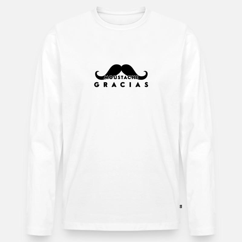 Schnurrbart-Gracias - Männer Premium Bio Langarmshirt - Weiß