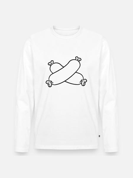 2 pølse hotdog wiener lang bratwurst - Premium økologisk langærmet T-shirt til mænd - hvid