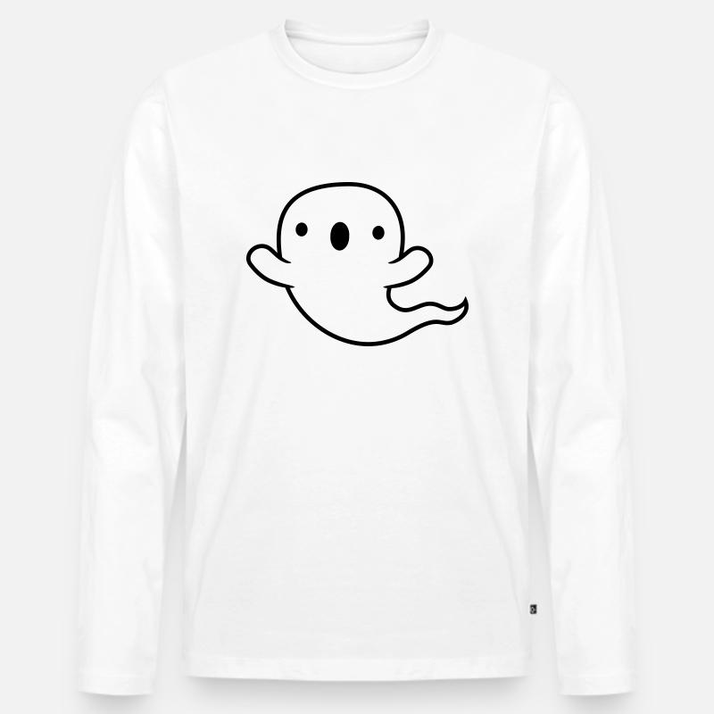 Spukender kleiner Geist - Männer Premium Bio Langarmshirt - Weiß