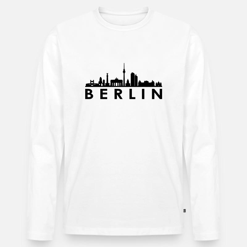 Skyline - Berlin - Männer Premium Bio Langarmshirt - Weiß