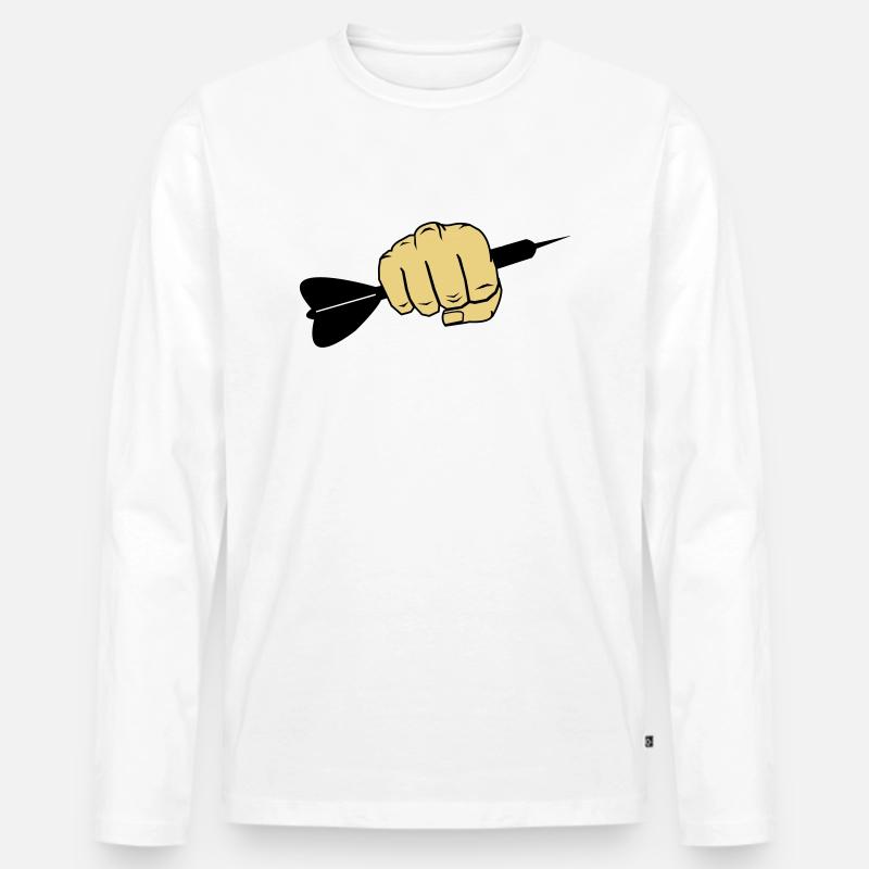 dart_faust_002 - Männer Premium Bio Langarmshirt - Weiß