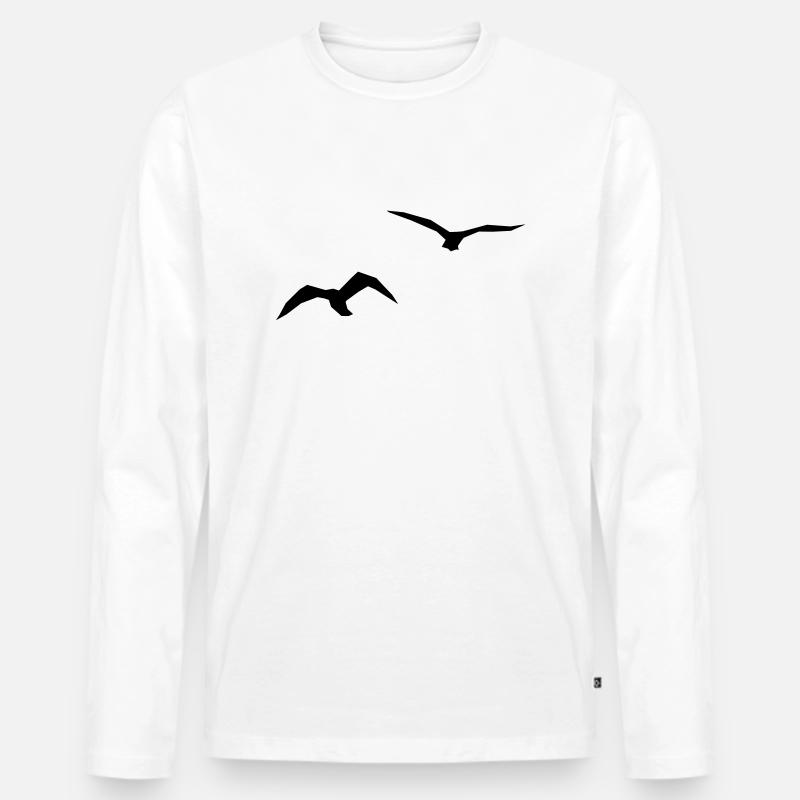 Vögel - Männer Premium Bio Langarmshirt - Weiß