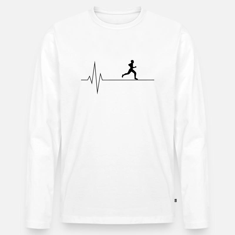 Herzschlag Läufer - Männer Premium Bio Langarmshirt - Weiß