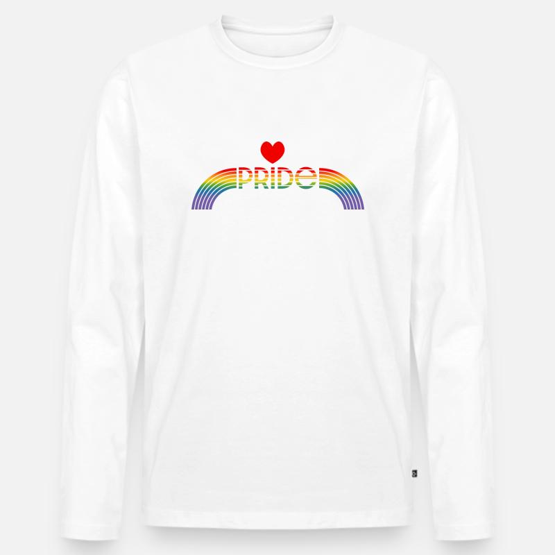 Regenbogen pride rainbow herz - Männer Premium Bio Langarmshirt - Weiß