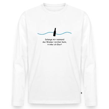 Nicht das Wasser reichen - Bier trinken fun Spruch - Männer Premium Bio Langarmshirt - Weiß - Vorne - Nico (187cm)