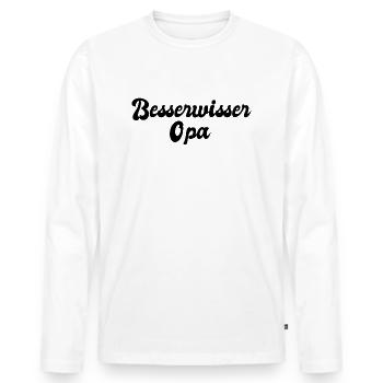Besserwisser Opa - Männer Premium Bio Langarmshirt - Weiß - Vorne - Nico (187cm)