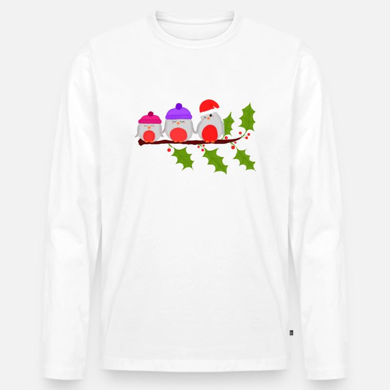 Rotkehlchen - Männer Premium Bio Langarmshirt - Weiß