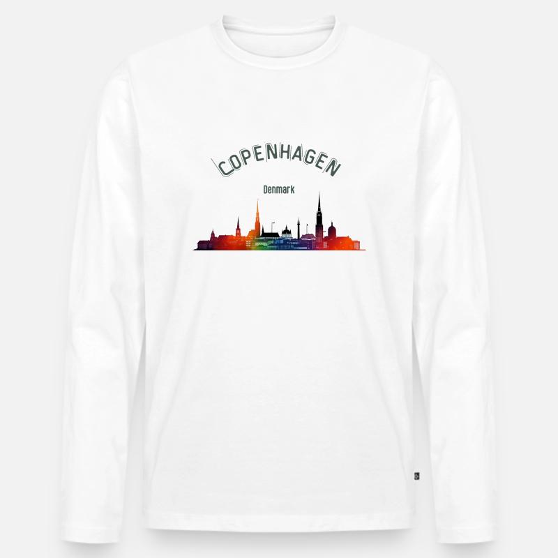 Kopenhagen - Männer Premium Bio Langarmshirt - Weiß