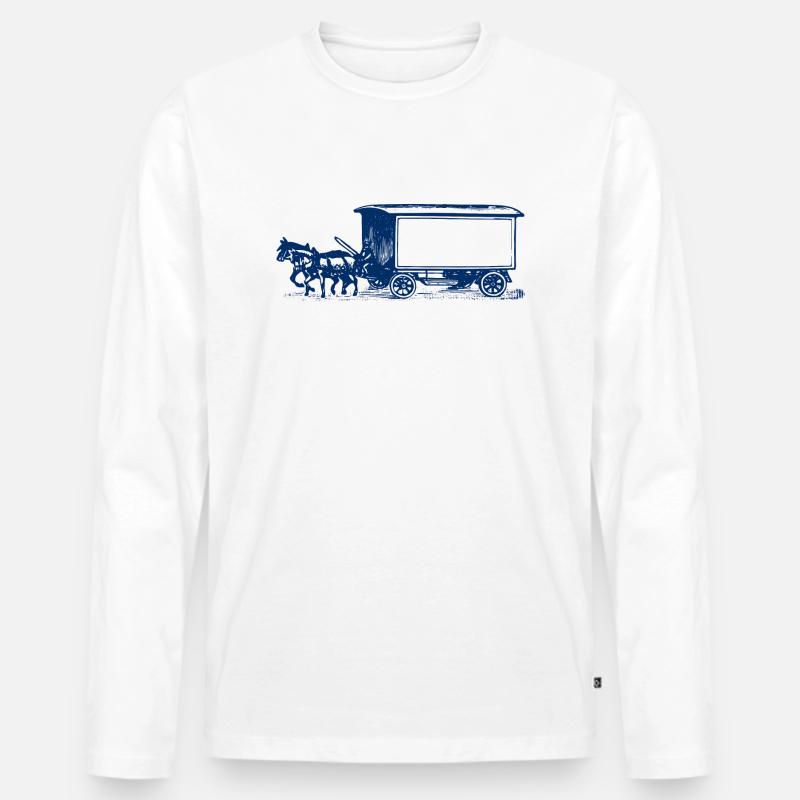 Pferde - Männer Premium Bio Langarmshirt - Weiß