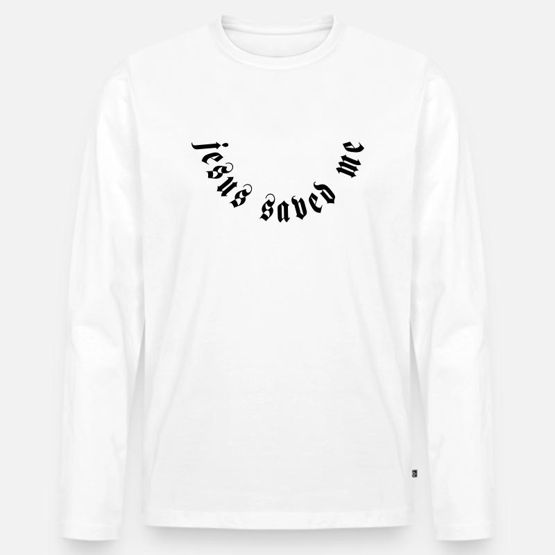 jesus saved me motiv - Männer Premium Bio Langarmshirt - Weiß