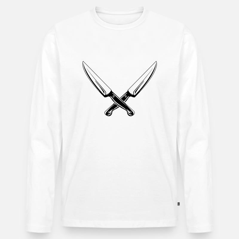 messer 2 - Männer Premium Bio Langarmshirt - Weiß
