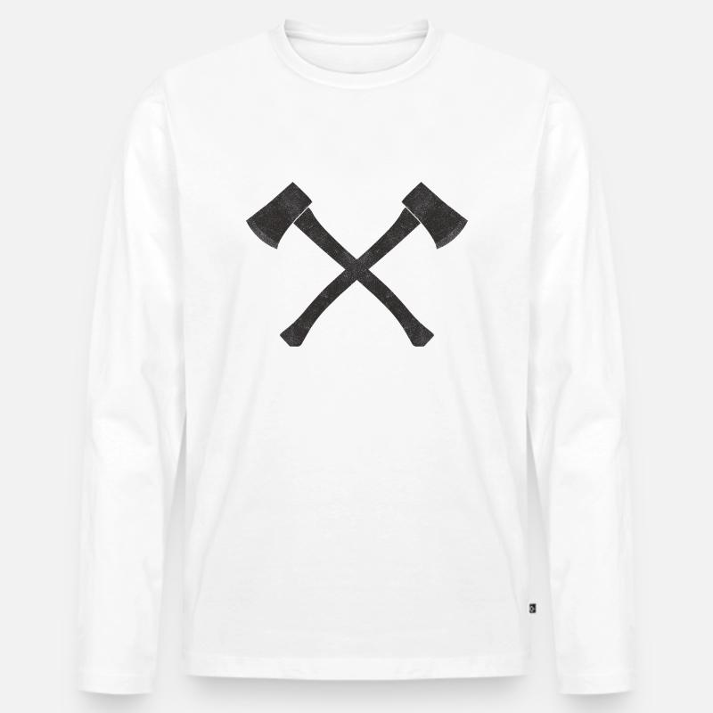 Ascia - Maglia a manica lunga ecologica premium da uomo - bianco